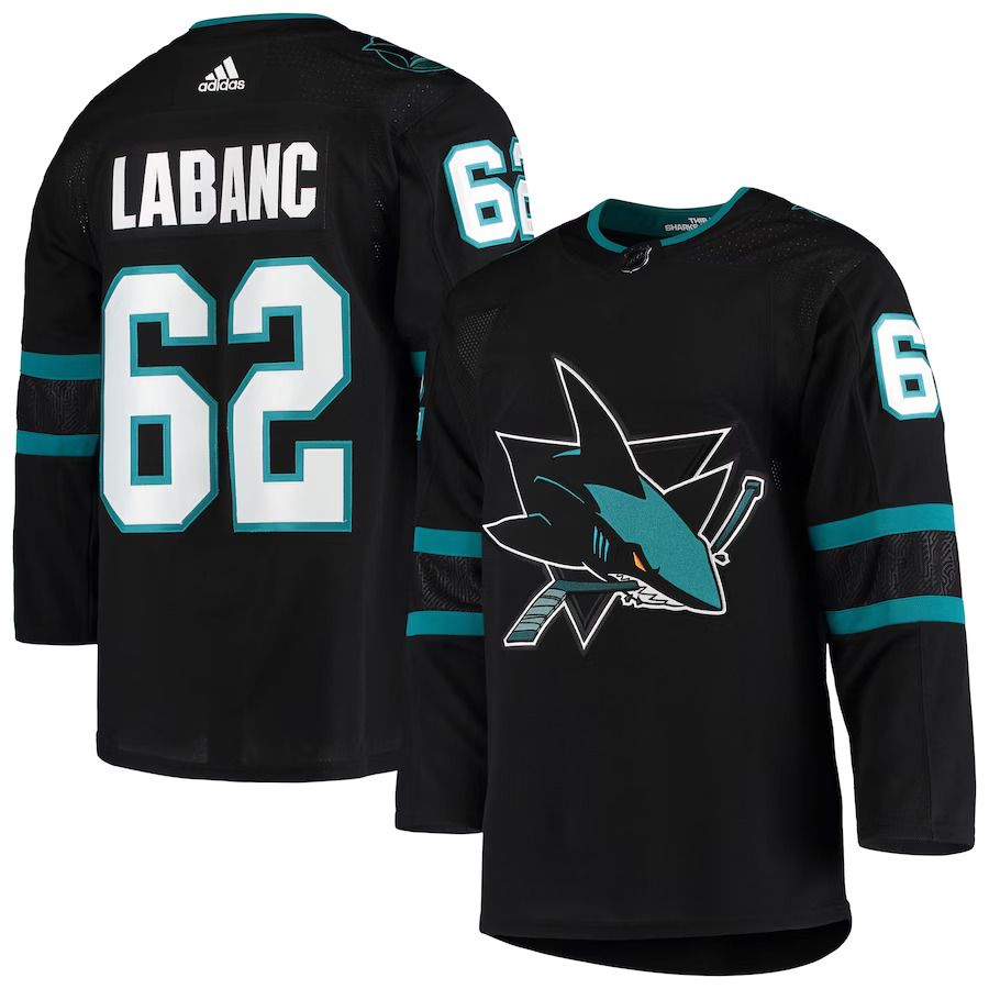 Men San Jose Sharks #62 Kevin Labanc adidas Black Alternate Authentic NHL Jersey->customized nhl jersey->Custom Jersey